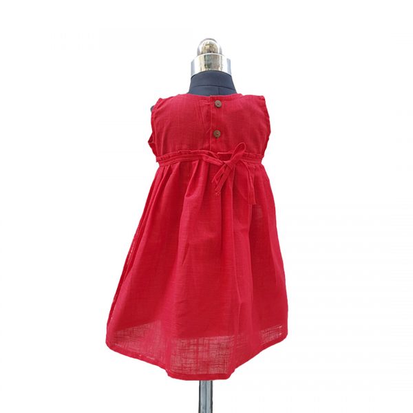 Cotton plain red frock back