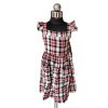 Red black checks frock