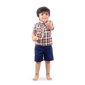 Kids Red Checks Soft Linen Cotton Shirt